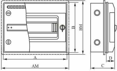 Kuti modulare shpërndarëse Elektro-Plast RHp-12/Z, 1 x 12 module, IP65, me bravë