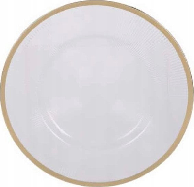 Pjatë dekorative transparente, 33 cm, me dekor ari