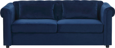 Sofë krevati Beliani Chesterfield Velvet, me palosje, kadife, blu e errët