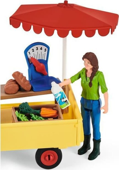 Set lodrash Schleich Farm World Sunny Day Mobile Produce Stand, me figurina ferme, multikolor
