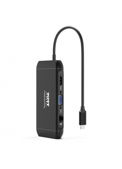 USB Hub USB-C Portdesign, 4K, 100W, 7 pajisje, e zezë