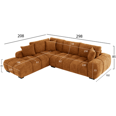Divan këndor HomeMarkt Coven HM3266.02L, majtas, 298cm, bezhë rëre