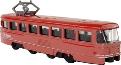 Lodër tren metalik Train Friction Drive, me fërkim, me drita dhe tinguj, i kuq