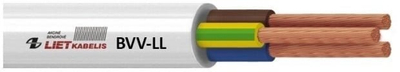 Kabllo elektrike Lietkabelis BVV-LL 2x1 mm², bakri, 50 m, e bardhë