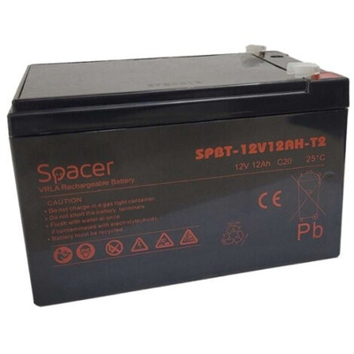 Bateri UPS Spacer SPBT-12V12AH-T2, 12V, 12Ah, e zezë