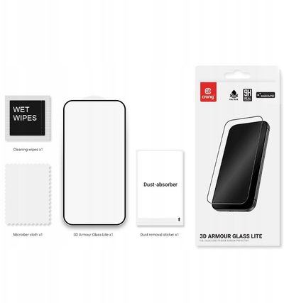 Xham mbrojtës Crong 3D Armour Glass Lite për Xiaomi Redmi Note 15 Pro, Full Glue, kornizë e zezë
