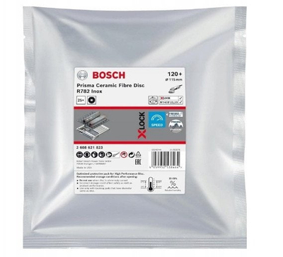 Disk fibër Bosch Expert R782 Prisma Ceramic X-LOCK 115mm, granulim 120, set 25 copë