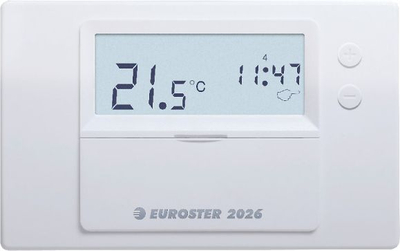Termostat Euroster 2026, programues javor, ekran LCD, i bardhë