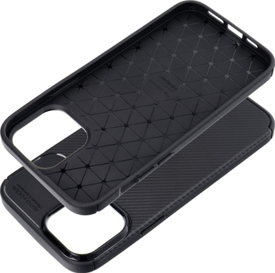 Mbështjellës karbon premium për iPhone 13 Pro Max, TPU, antirrëshqitës, i zi