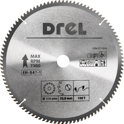 Disk sharrë rrethore Drel CON-TCT-0210, 210mm, 100T, metalik
