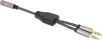 Kabllo adapter për kufje Ugreen, 3.5 mm audio edhe mikrofon, ndarës Y, ngjyrë e zezë me argjend