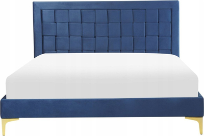 Shtrat dopio Beliani Limoux, 140 x 200 cm, kadife, blu navy