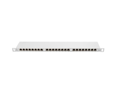 Patch panel 24 porta Cat.6 FTP, 0.5U 19", i ekranizuar, gri