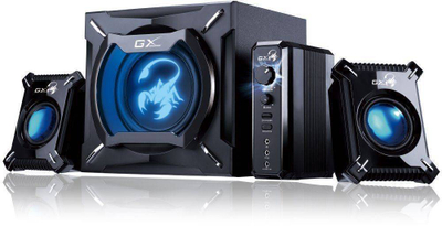 Кутија за звук Genius GX Gaming SW-G2.1 2000 V2, систем 2.1, сабвуфер со длабок бас, црна