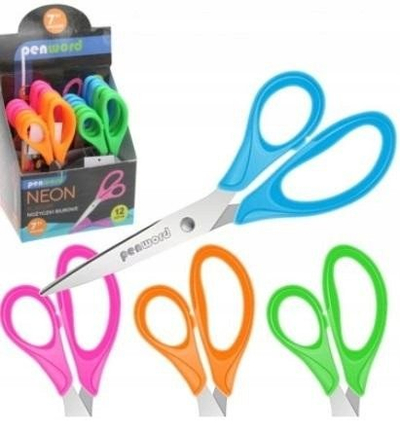 Gërshërë zyre Penword Neon, 18cm, set 12 copë, shumëngjyrëshe