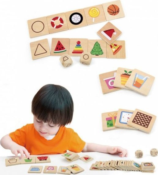 Lojë edukative druri Viga Toys Match the Shapes, 37 copë, shumëngjyrëshe