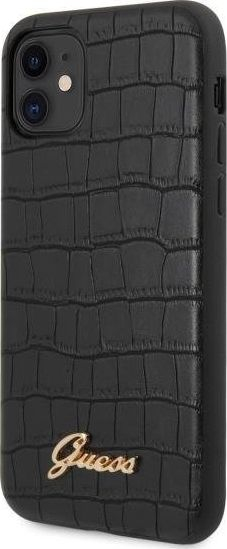 Kapak telefoni Guess Croco për iPhone 11, plastik, i zi