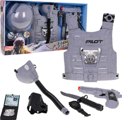 Set lodrash piloti YUE QIANG Ace Pilot A006, helmetë edhe jelek, aksesore piloti, gri