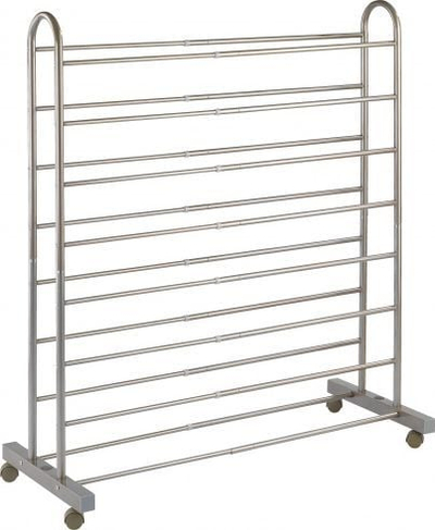 Rrafi për këpucë Wenko Giant, 67–116 x 125.5 x 43 cm, çelik inox, ngjyrë argjendi