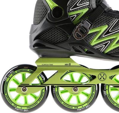 Patina inline Nils Extreme rekreative, nr. 38, të zeza me jeshile