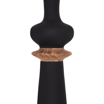 Vazo dekorative dyshemeje NEBULA HM4660.01L, fiber cement, 45x172cm, e zezë me dru teak