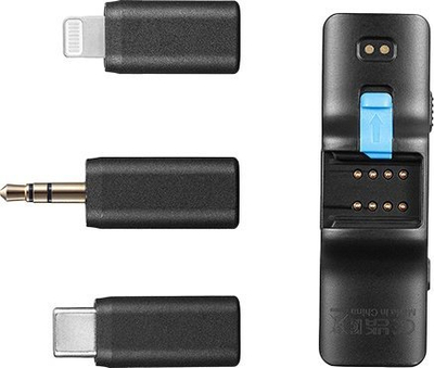 Mikrofon wireless lavalier Boya BoyaLink, me marrës Lightning USB C 3.5mm, me kuti karikimi, i zi