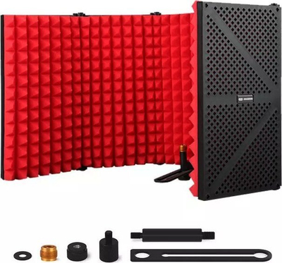 Kabinë akustike për mikrofon Mozos Game, me panele palosëse, material EVA, e zezë