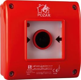Buton zjarri sipërfaqësor Spamel OP1-W01-B-21, 2NO 1NC, 230VAC, i kuq