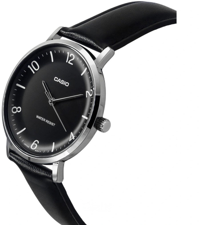 Ora dore Casio MTP-VT03L-1B, analog, rrip lëkure, e zezë