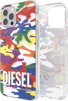 Mbrojtëse telefoni Diesel Clear Case Pride Camo AOP, për iPhone 12 12 Pro, e tejdukshme, me shumë ngjyra