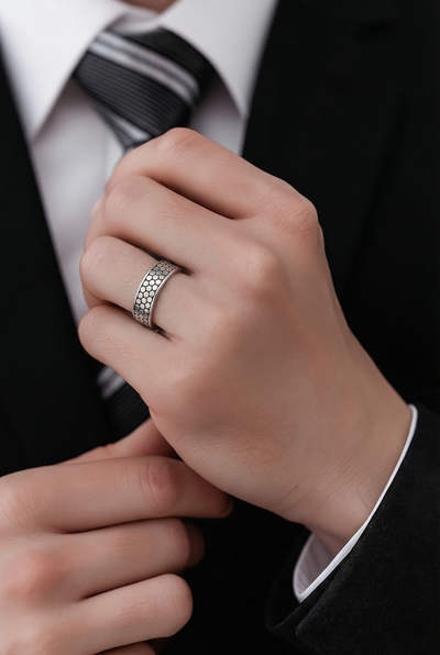 Unazë Silver 925 – Dizajn Honeycomb Modern