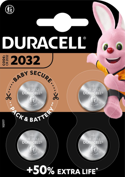 Bateri litiumi Duracell 2032, paketim 4 copë, 3V