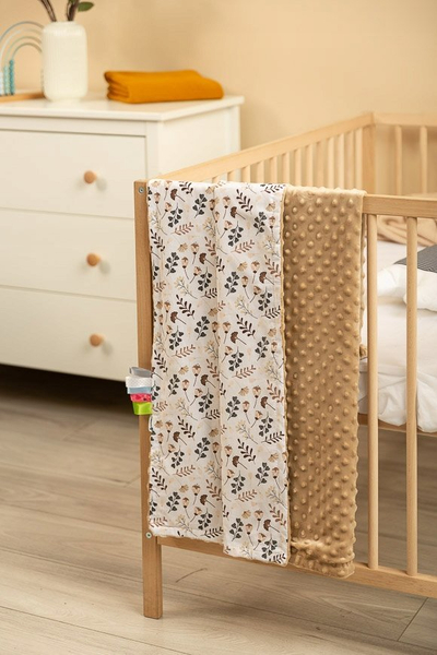 Batanije e lehtë për bebe Sensillo Minky, 75x100cm, pambuk dhe poliester, kapuçino me degëza