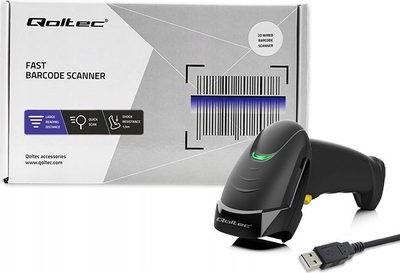Lexues barkodash Qoltec Laser, 1D 2D, me kabllo USB, i zi