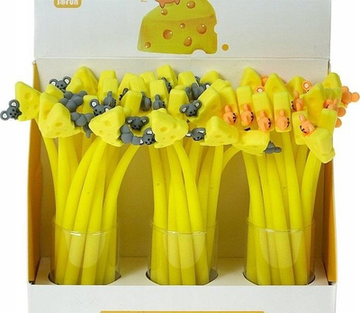 Set stilolapsash Platinet Mouse With V-Neck, 48 copë, me mi dhe djath në majë, të verdhë