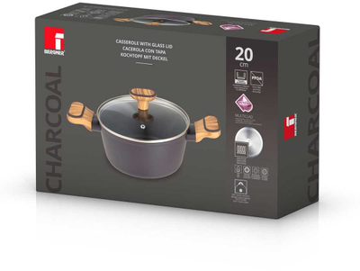 Тава со капак Bergner Charcoal, 20 cm, 2.3L, кован алуминиум, темно сива