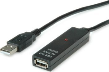 Kabllo zgjatuese USB VALUE 12.99.1111, 30 m, USB 2.0, e zezë