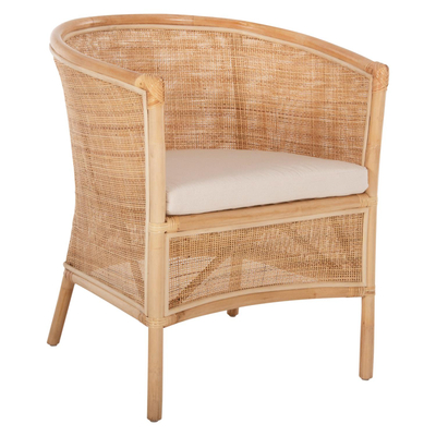 Karrige Apron rattan perforuar natyral jastëk i bardhë 75×70×85 cm (HM9818), bardhë