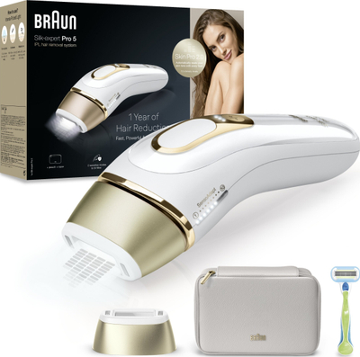 Depilator Braun Silk-expert Pro 5 PL5052, IPL, SkinPro 2.0, i bardhë e artë