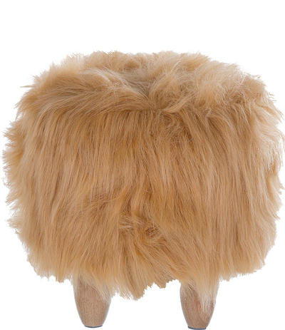 Stol lodrash WOOLLY Faux Fur, në formë kafshe, me këmbë druri, bezhë rëre
