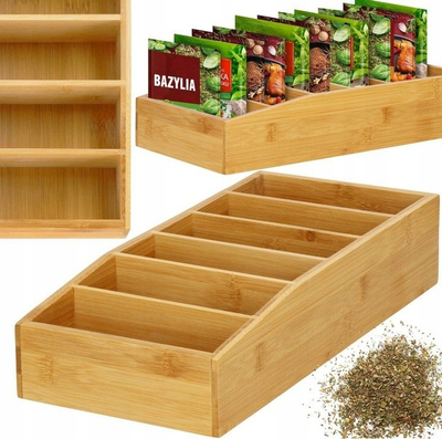 Rrafsh bambuje për erëza Bamboo Spice Rack, 36x14 cm, bambu, kafe natyrale