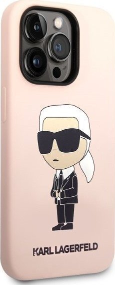 Mbajtëse telefoni Karl Lagerfeld KLHMP14LSNIKBCP, për iPhone 14 Pro, silikon, MagSafe, rozë