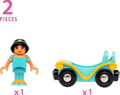 Lodër treni Brio Disney Princess Jasmine &amp; Vagon, 2 pjesë, për kalamaj 3+, ngjyrë turquoise