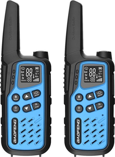 Radiolidhës Baofeng BF-T25E, set me 2 copë, deri në 10 km, blu