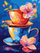 Set pikturimi me numra Norimpex Cups, kanavacë me filxhanë, me bojëra akrilike, shumëngjyrësh