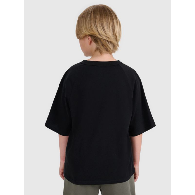 Bluzë oversize për çuna 4F 4FJWAW25TTSHM2411, pambuk 100%, e zezë