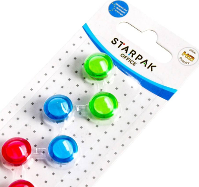 Транспарентни магнети Starpak, 15 mm, сет 10 парчиња, во повеќе бои