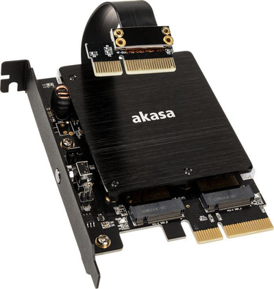 Адаптер за ССД Акаса AK-PCCM2P-04, 2x М.2 НВМе, ПЦИе 3.0 x4, со РГБ