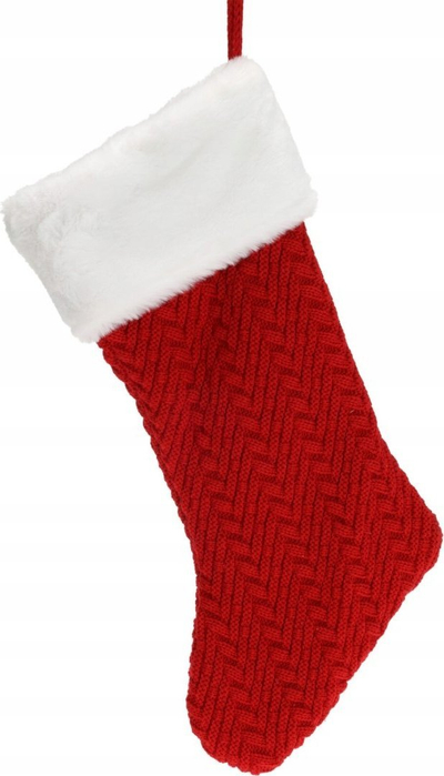 Çorap Krishtlindjesh dekor, Christmas Stocking, 40 cm, poliestër, i kuq me të bardhë