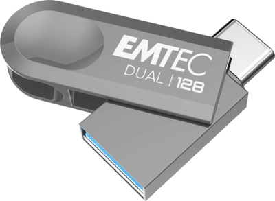 USB flash Emtec Dual D280, 128GB, USB 3.2 Type C, gri